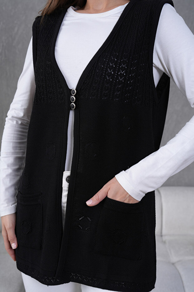 Triko Ajurlu Merserize Yelek - 5