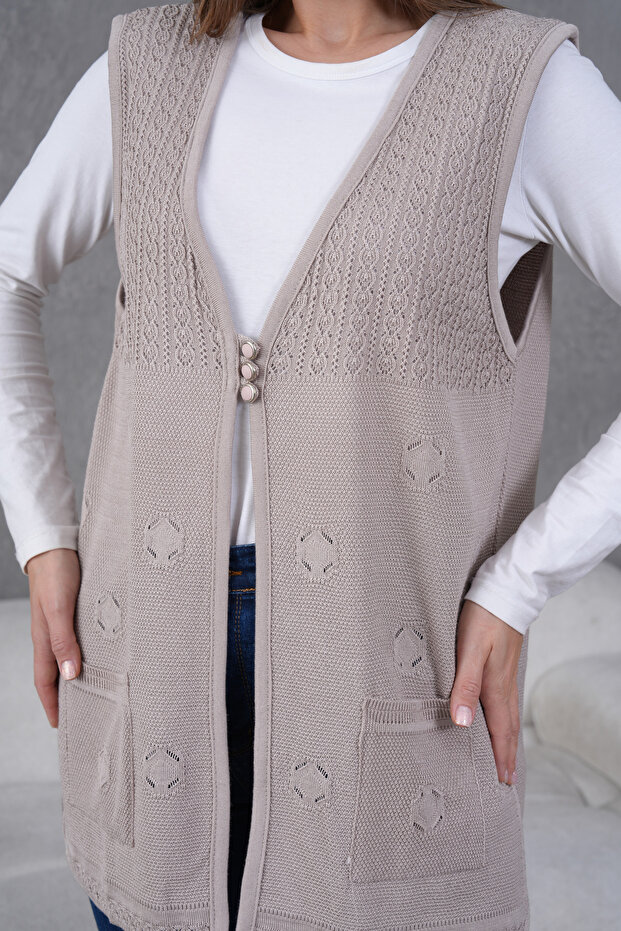 Triko Ajurlu Merserize Yelek - 2