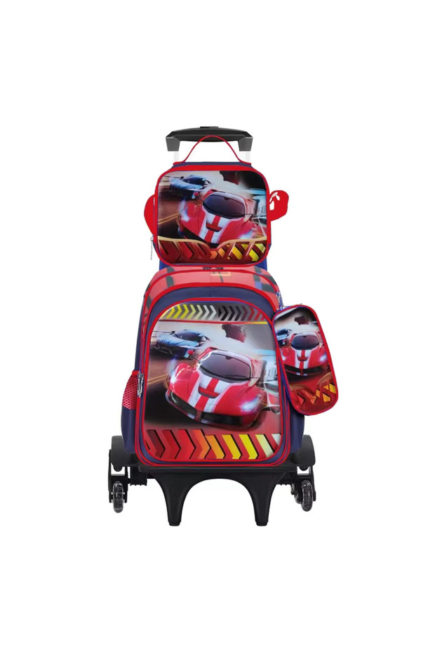 Trolley Bag Set for Kids, Lightweight Water-proof, Trolley Bag Red Race Car