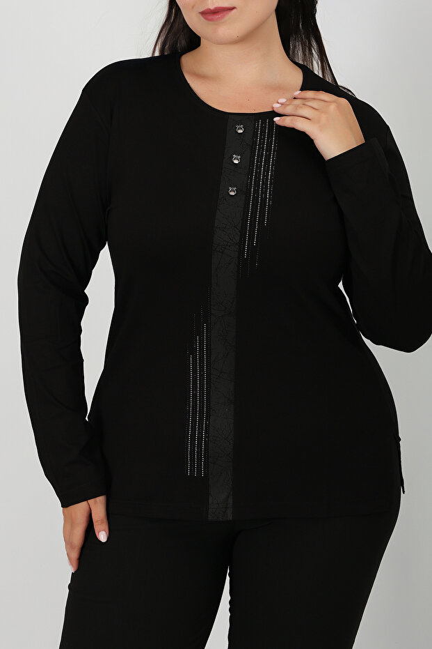 بلوزة من القطن الممشط بطبعة حجرية - 4