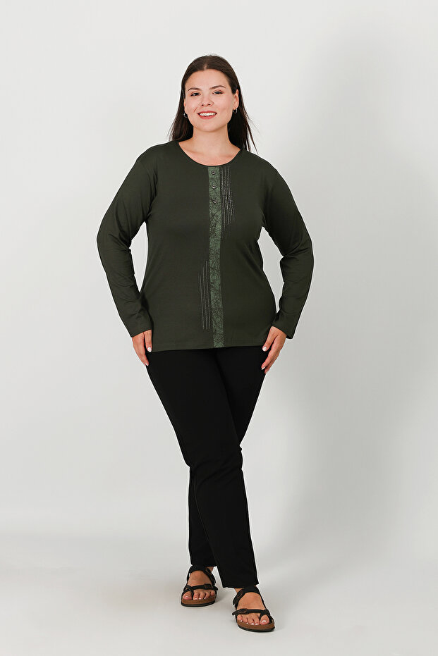 Taş Baskı Penye Bluz - 2