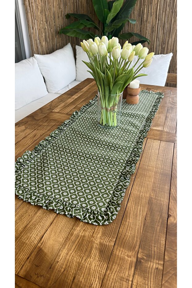 حذاء متدحرج كامل ذو كشكشة باللون الأخضر بنمط ديزي - 5