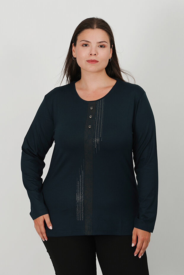 Stone Print Combed Cotton Blouse - 1