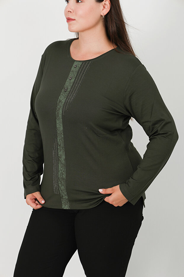 Taş Baskı Penye Bluz - 4