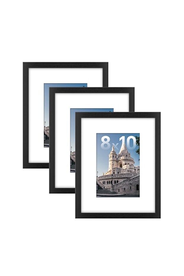 Baytion 3 Pack 8x10 Picture Frame, Display Pictures 5x7 with Mat or 8x10 without Mat, Family Photo