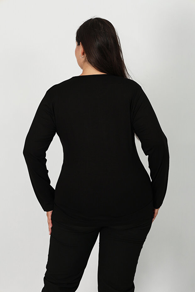 بلوزة من القطن الممشط بطبعة حجرية - 5