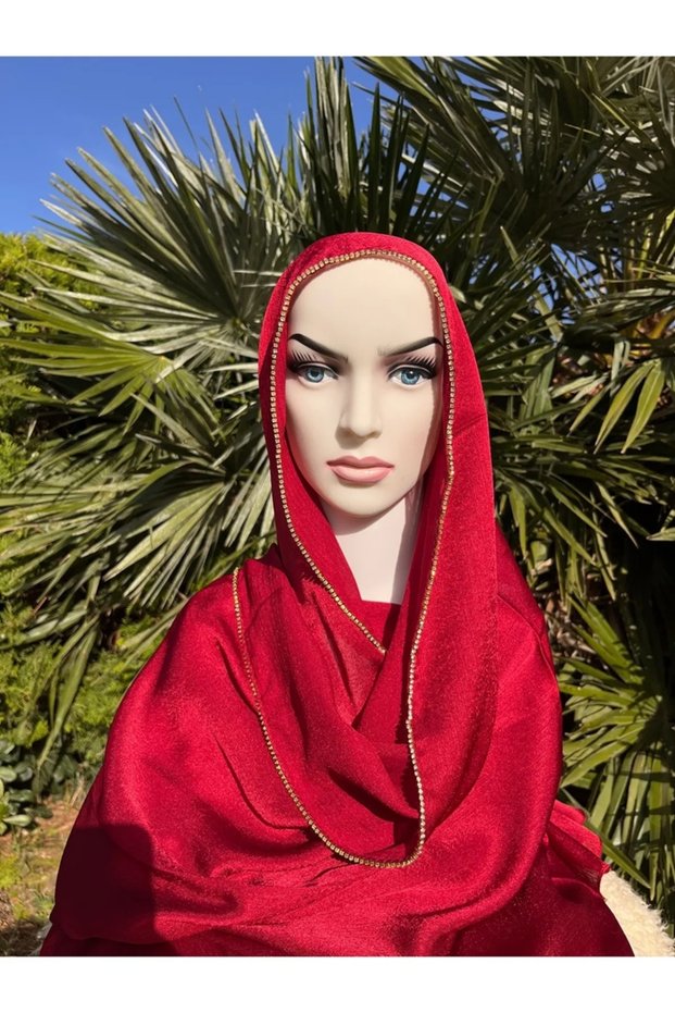 Premium Shiny Stone Satin Janjan Hijab Evening Dress Shawl