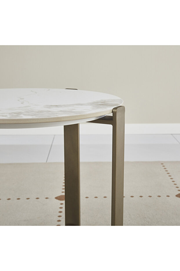 طاولة قهوة من الحجر المحترق من جوز الهند - 3