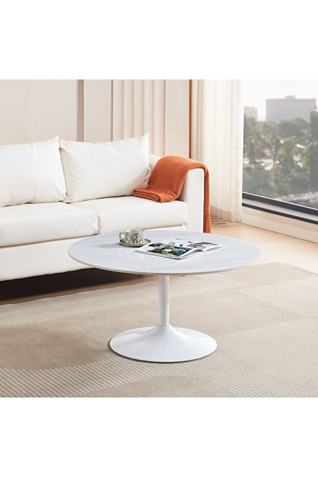 طاولة قهوة دائرية من الحجر المسحوق إلفيس - 1