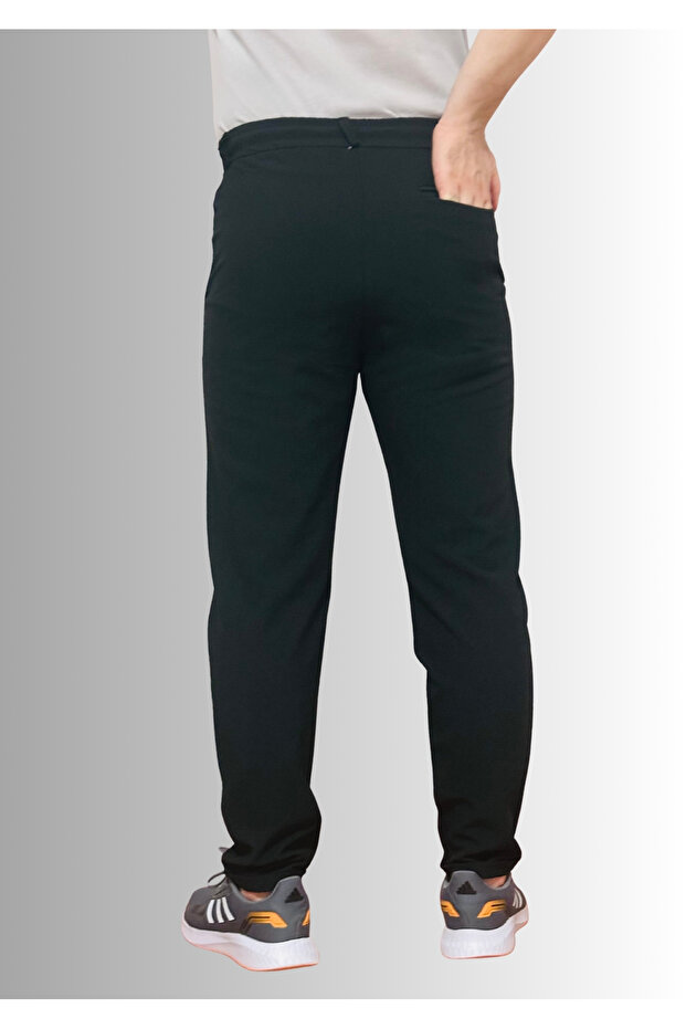 Gofre Kumaş Erkek Jagger Pantolon Yazlık Siyah Jogger Eşofman Pantolon - 4