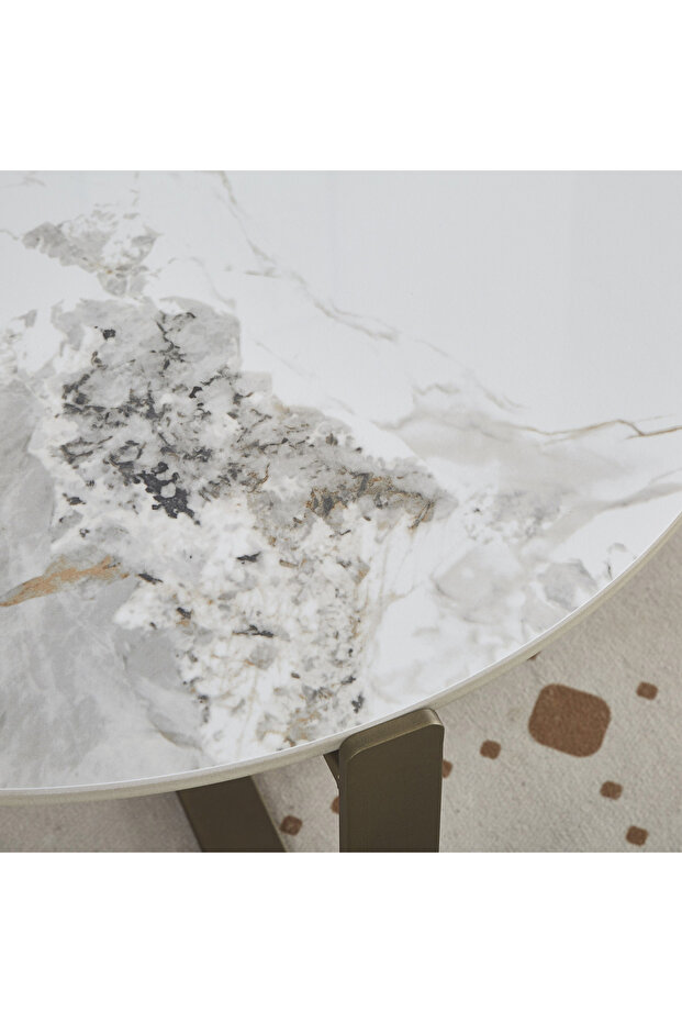 طاولة قهوة من الحجر المحترق من جوز الهند - 4