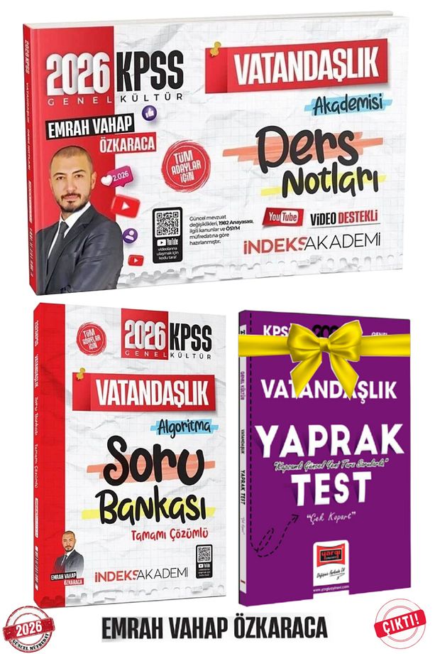 2026 İndeks Akademi KPSS Emrah Vahap Özkaraca Ders Notları+Vatandaşlık Soru Bankası+Hediye - 1