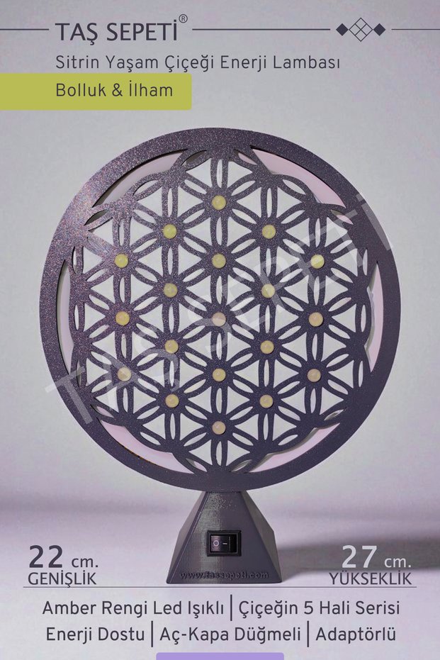 Citrine Stone Flower of Life Abundance Abundance Inspiration Energy Lamp Amber Led Light Meditation Flower of Life