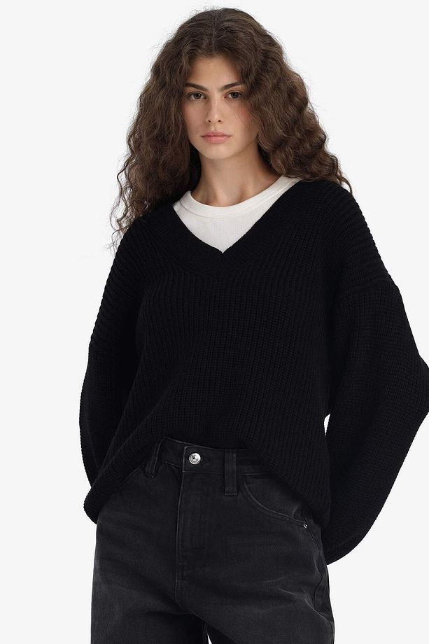 Oversize Geniş Kalıp V Yaka Triko Kazak Z7135AZ25WN - 3