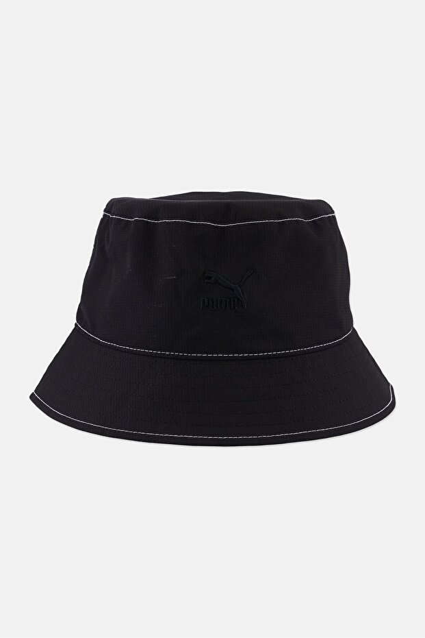 Men Embroidered Logo Bucket Hat, Black