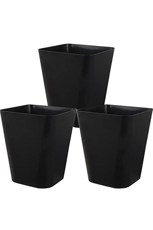 Heagoale Small Bathroom Trash Can Plastic Garbage Can Square Waste Basket Trash Bins Container Bins for Bathroom, Office, Dorm Room, Home Office, Under Desk, Kitchen, Bedroom, 3 Pack, Black