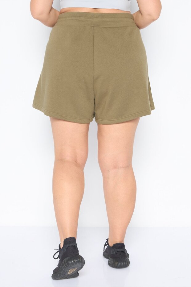 Women Plus Size Solid Basic Shorts, Olive - 4