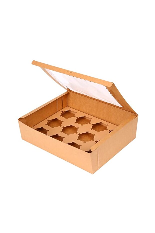 Red Dot Gift | 12-Pack 12 Cavities Kraft Cupcake Box with Inserts Cupcake Containers Bakery Cake Carriers (Kraft, 12 Cavities)