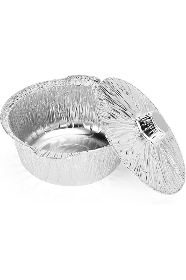 Vsell24 25PC Round Disposable Aluminum Pot With Lids With Hood Silver 22cm