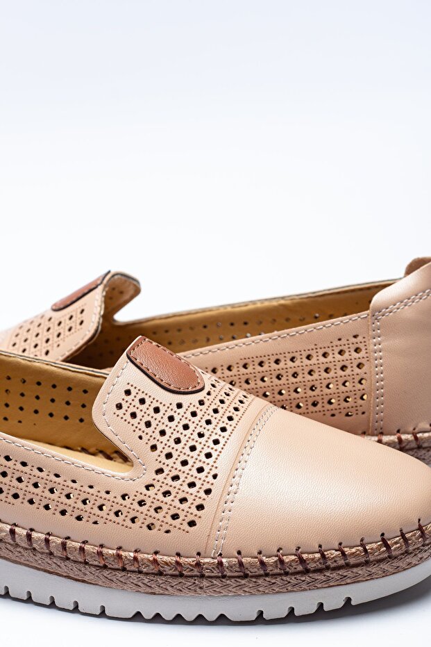 Kadın 4 Nokta Ortopedik Terletmez Kaymaz Yürüyüş Anatomik Taban Ayakkabı Bej - 2