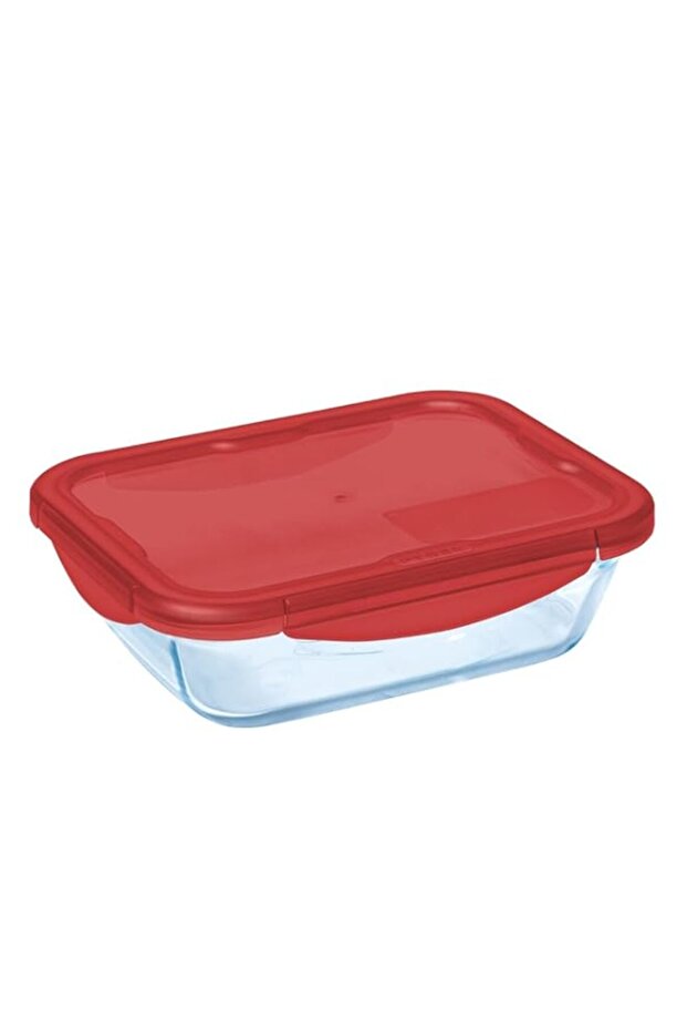 Pyrex Cook&Go 0.8L Rectangle Storage Dish with Airtight Lid - Versatile Freezer-to-Oven Solution - RED