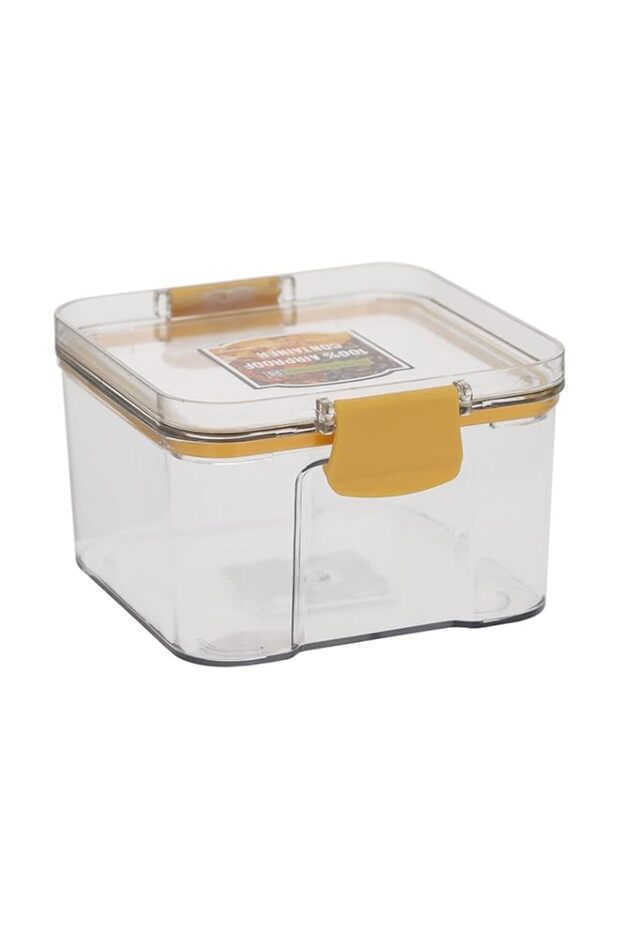 Royalford 460 ML Square Airtight Container With A Lid-RF11257 Plastic Container With A Silicone Sealing Ring Fitted Lid Transparent Storage Container, Yellow