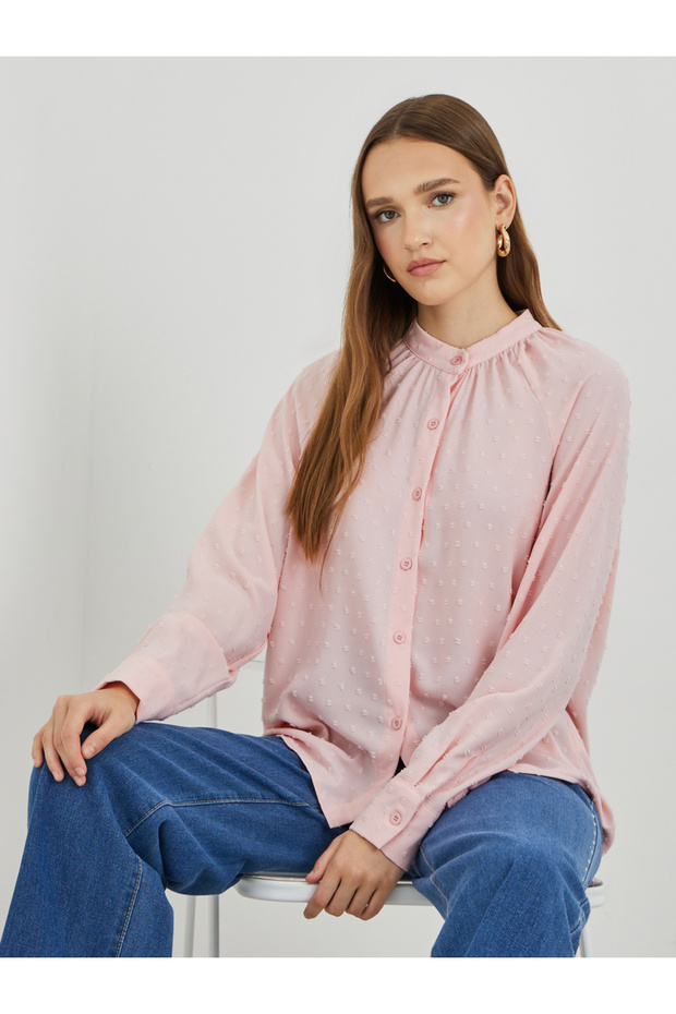 Texture Buttoned Oversized Shirt - 1