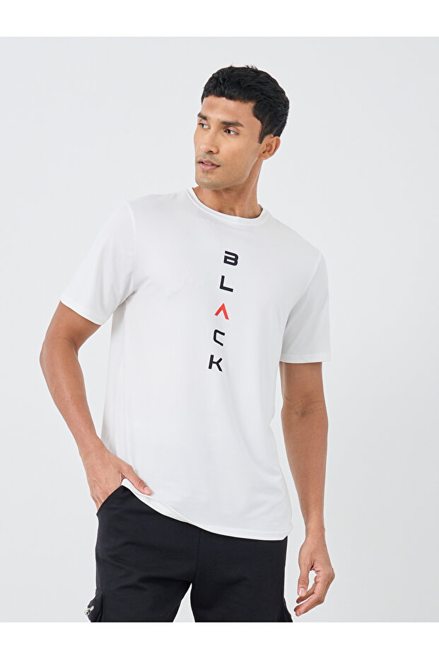 Slogan Printed Round Neck Regular Fit T-Shirt