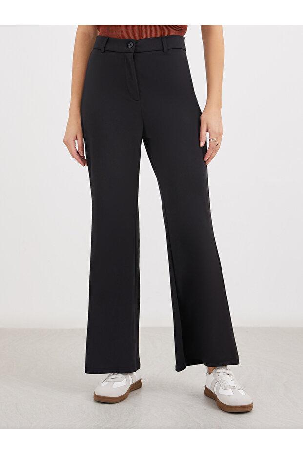 Solid Flat Front Flared Pants - 2