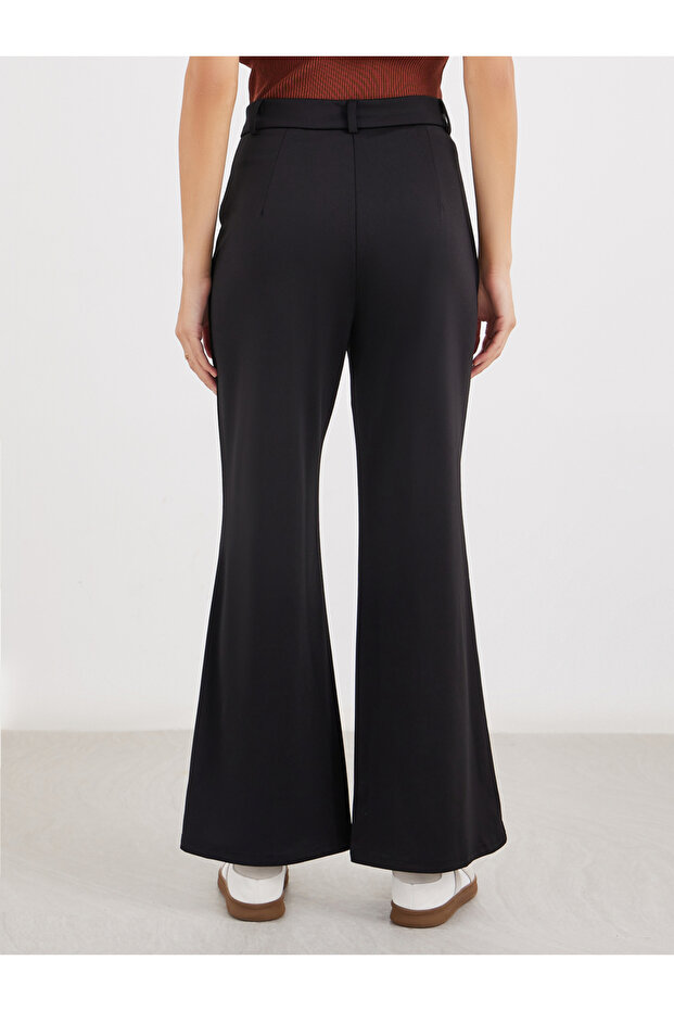 Solid Flat Front Flared Pants - 4