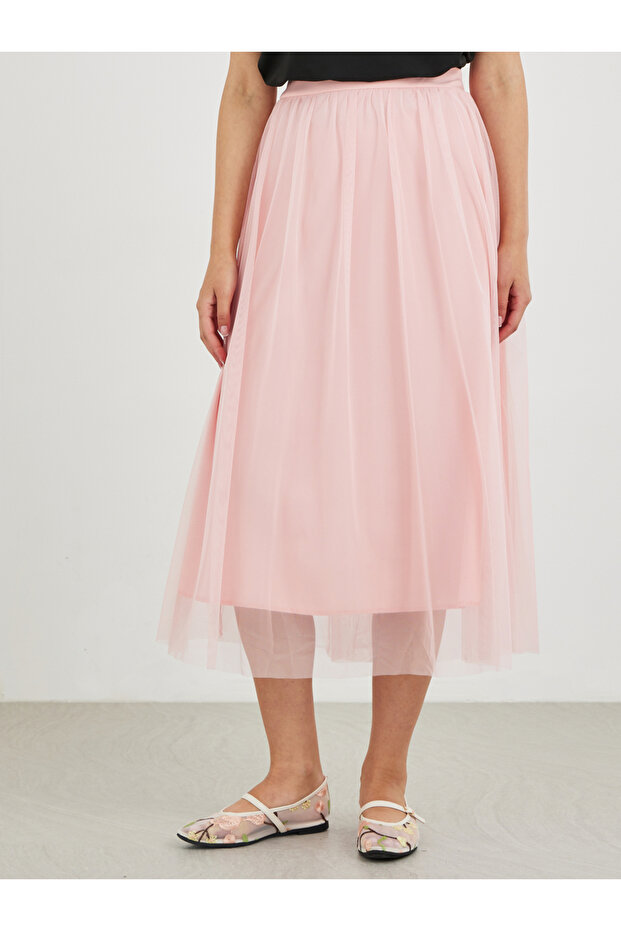 تنورة ميدي من الشيفون سادة بتصميم حرف A - 2