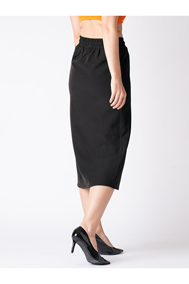 تنورة ميدي مستقيمة سادة مع رباط - 3