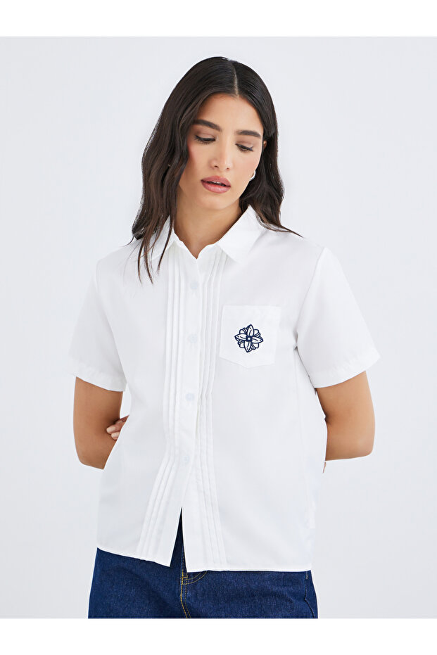 Embroidery Detail Short Sleeves Shirt