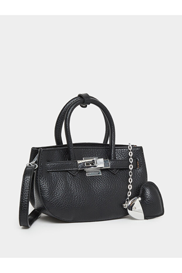 Solid Dual Handle Handbag with Heart Drop