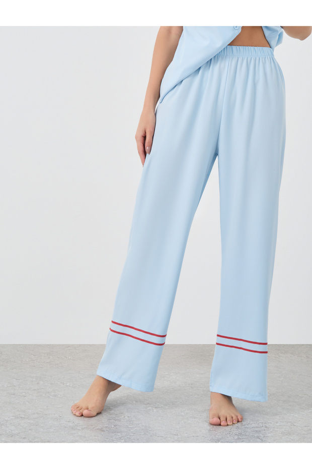 Solid Buttoned Short Sleeve Shirt and Pyjama Set - 4