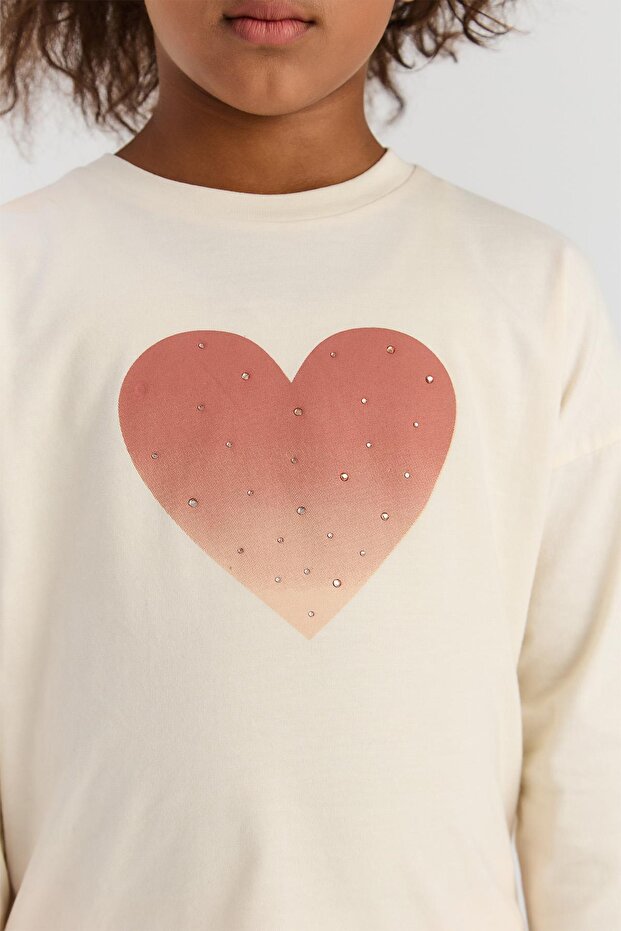 BG Store Kız Çocuk Ekru Tshirt - 3