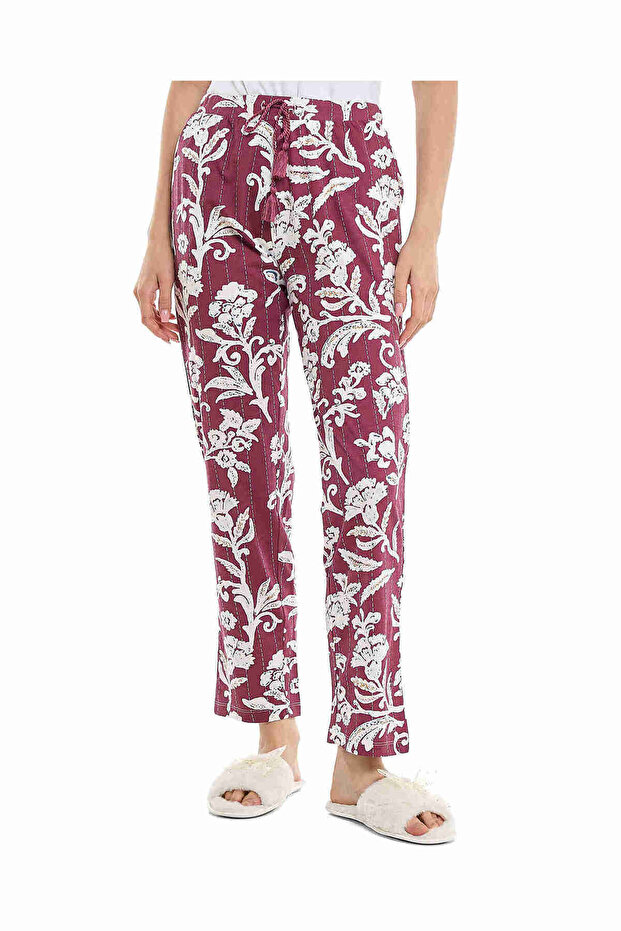 Patterned Lounge Pants with Drawstring Waist - 2
