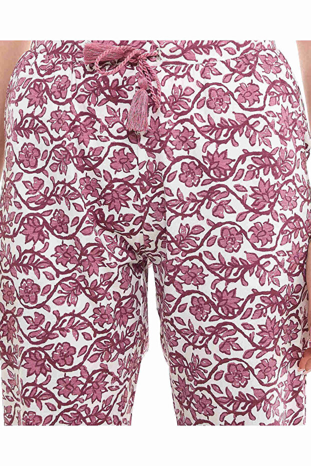 بنطلون صالة منقوش مع خصر برباط - 3