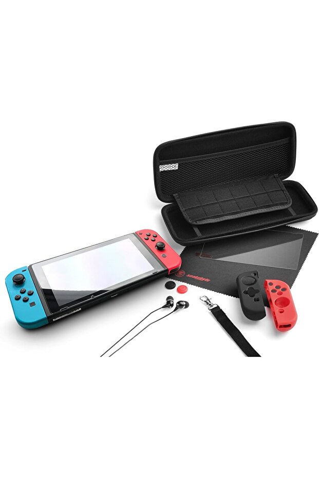 NSW Starter Kit Pro for Use with Nintendo Switch Accessory Pack 9-in-1 Including Screen Gl