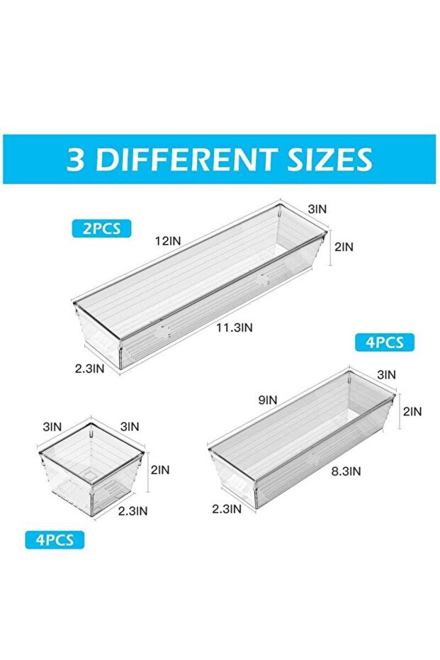 10Pcs Desktop Storage box,Stackable Design,Safe ，Non-toxic,divider trays，Multiple Sizes - 4