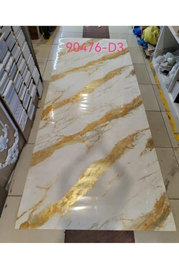 Glossy White Marble Textured Wall Sticker with Self-Adhesive Backing