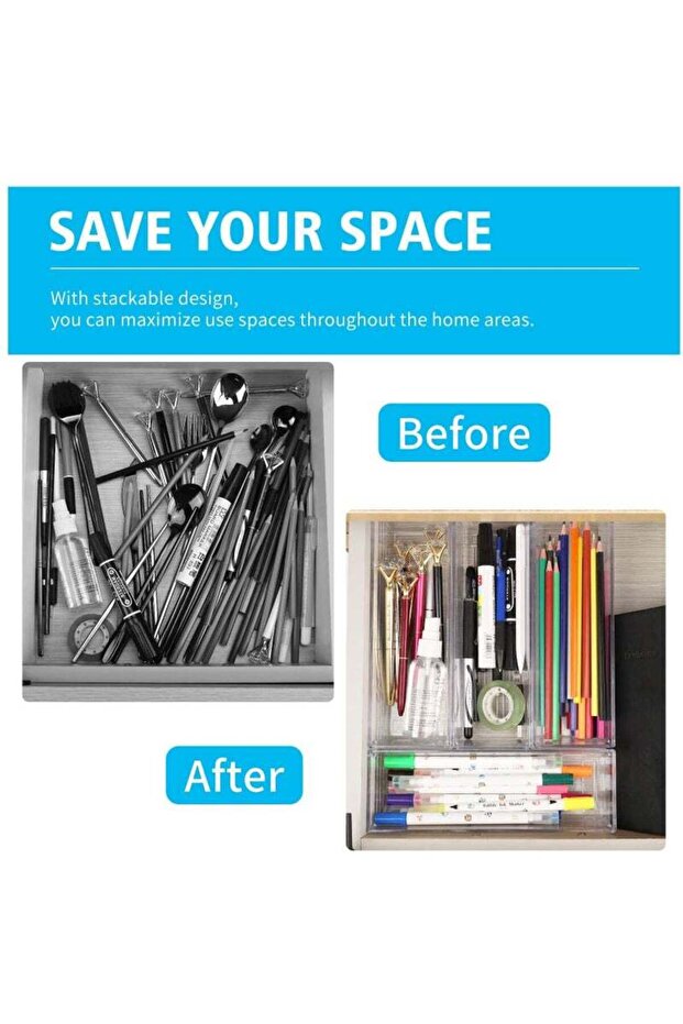 10Pcs Desktop Storage box,Stackable Design,Safe ，Non-toxic,divider trays，Multiple Sizes - 2