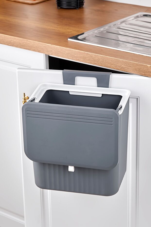 15 Lt Mutfak Tezgah Üstü Ve Dolap Askılı Çöp Kovası - 4