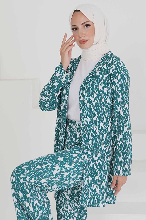 Patterned Kimono Set Emerald - 27132 - 4
