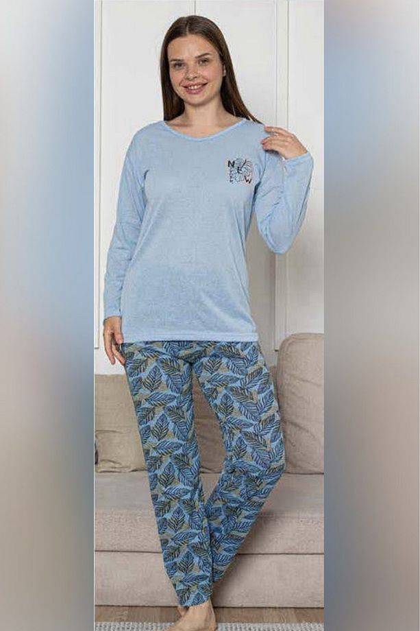 Ecodream Uzun Kollu Desenli Ekonomik Kadın Pijama Takımı - 2