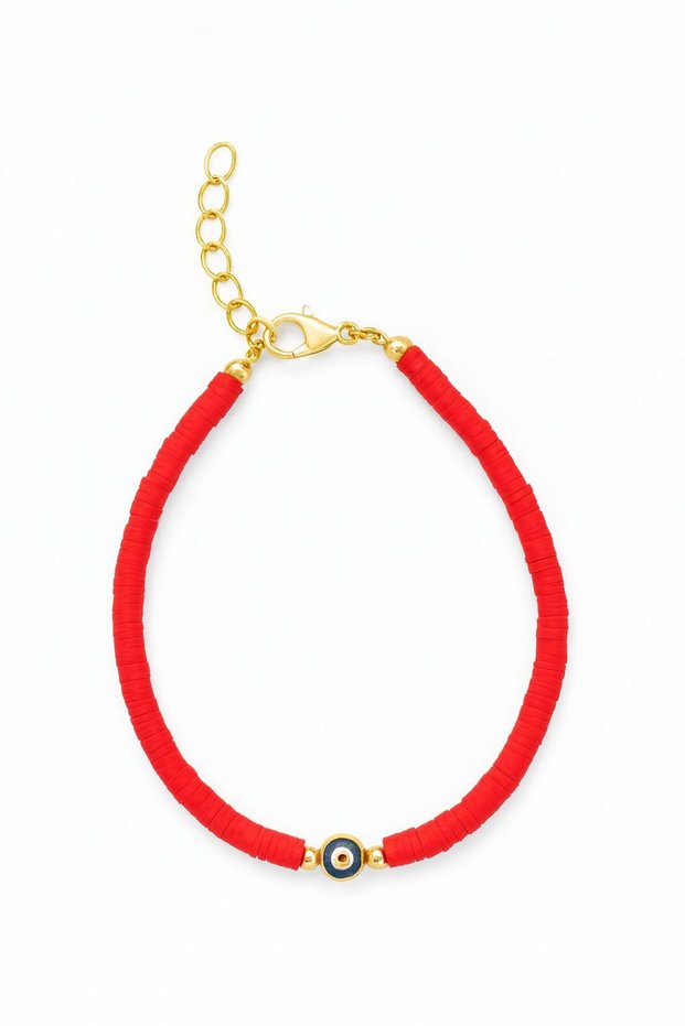 Ankle bracelet with protective eye and gold elements