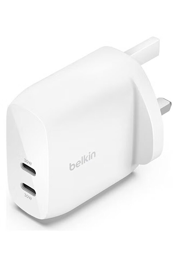 BoostCharge Dual USB-C Wall Charger with PPS 60W – Fast Charging for Apple & Android – White - 3