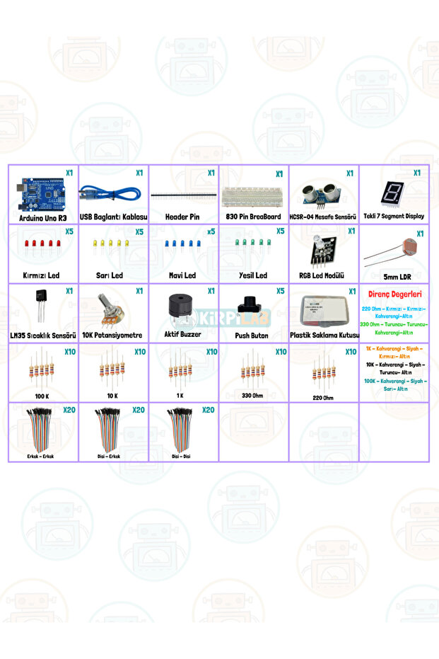 Arduino Başlangıç Seti 25 Parça 147 Bileşenli Maker Seti + Saklama Kutulu - 6