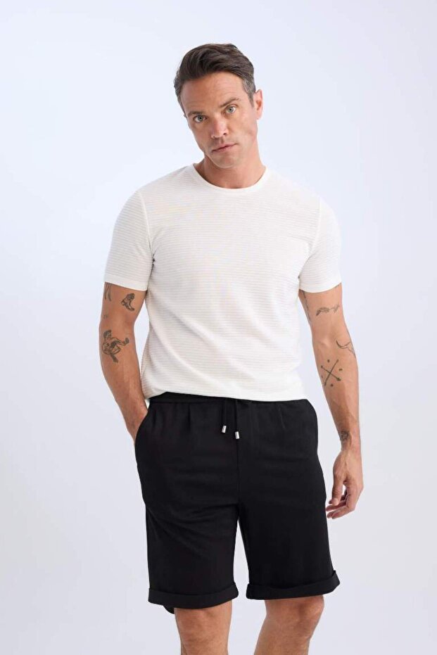 Beli Bağcıklı Yazlık Pike Bermuda Şort A7341AX24SM - 3