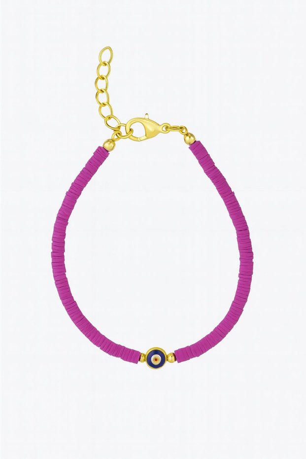 Ankle bracelet with protective eye and gold elements